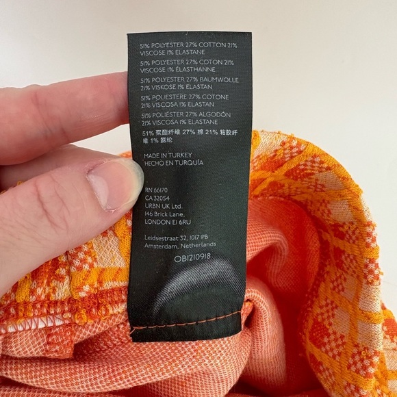 NWT Urban Outfitters Orange Plaid Pull On Flare Pants - Picture 6 of 6